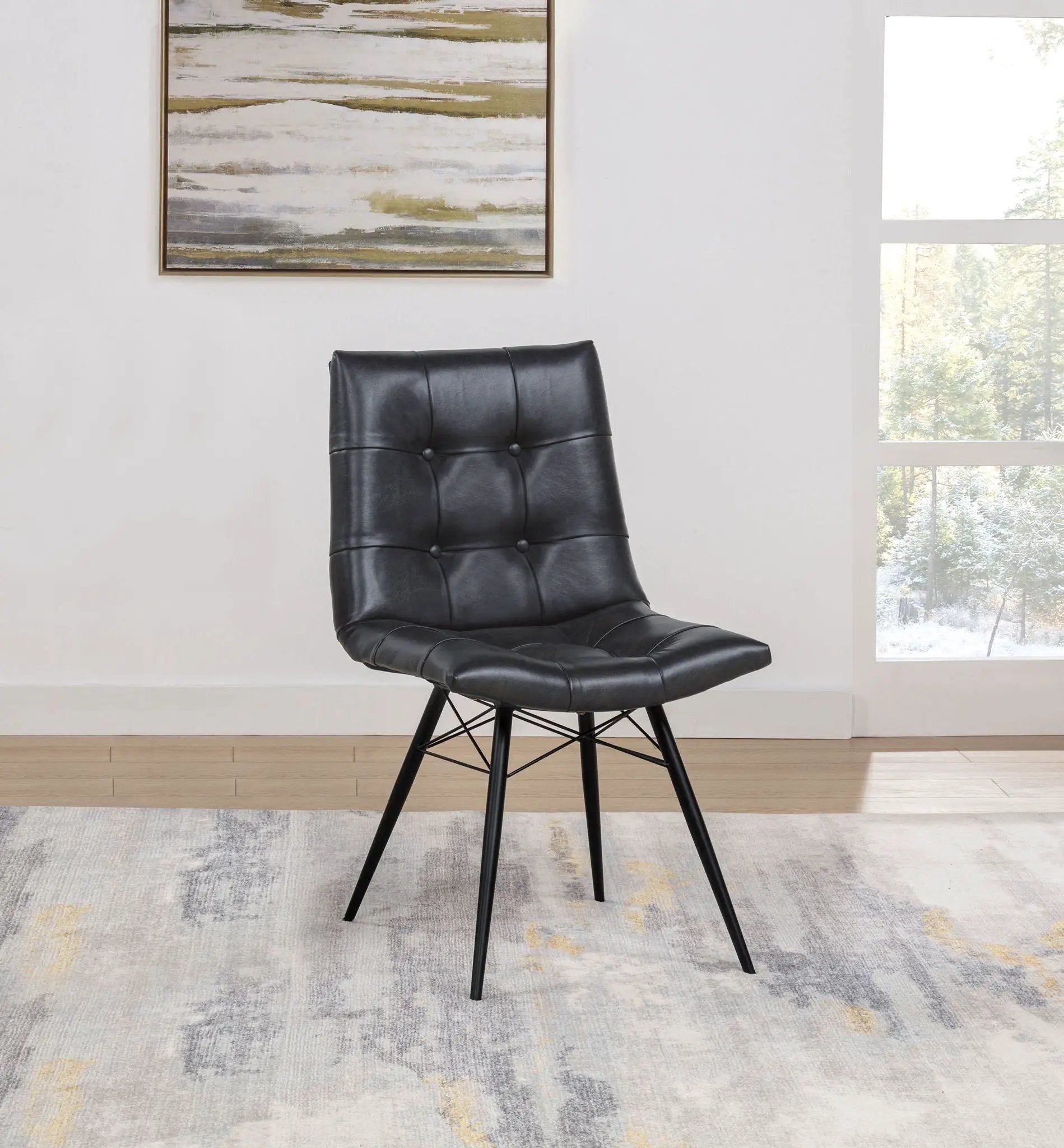 Aiken Faux Leather Upholstered Dining Side Chair Charcoal Grey (Set of 4) by Unique Piece Furniture