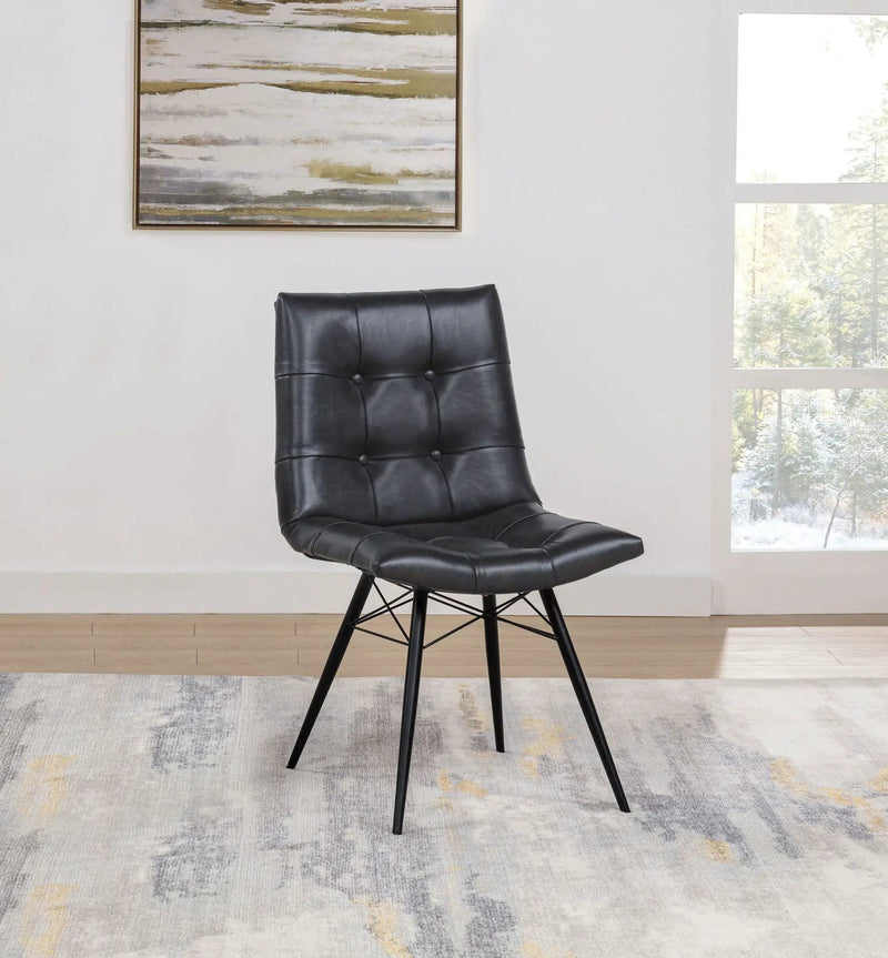 Aiken Faux Leather Upholstered Dining Side Chair Charcoal Grey (Set of 4) by Unique Piece Furniture