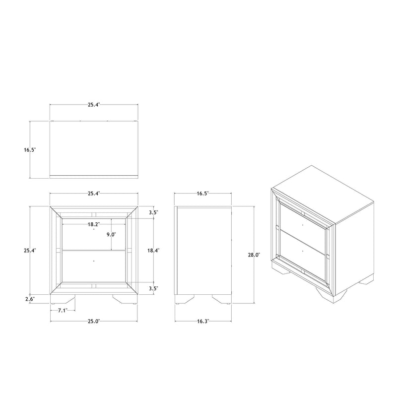 Gemstone Silver Nightstand with Mirror Accents - Chloe, photo 5 of 7