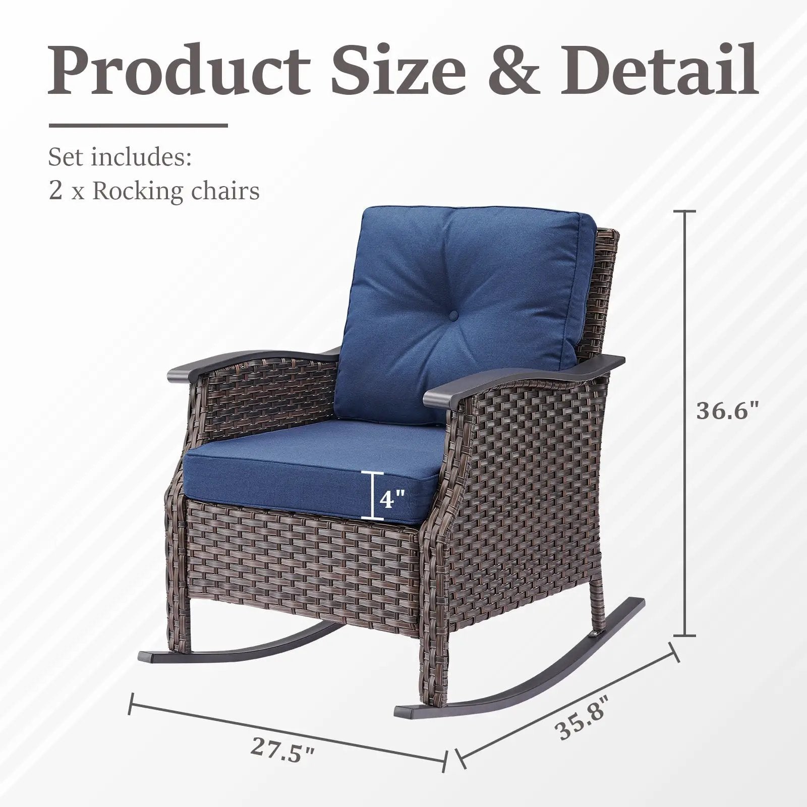 Outdoor Gliding Wicker Chairs Set of 2, PE Rattan Patio Glider Chairs by HouseOfZazla
