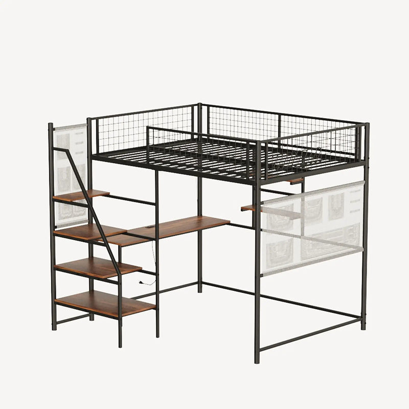 Metal Loft Bed With Built - In Charging Station And LED Light by HouseOfZazla