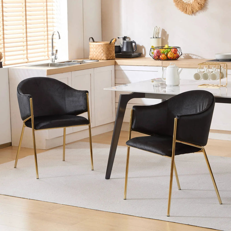 Modern Upholstered Dining Chair With Plush Velvet and Metal Frame by HouseOfZazla