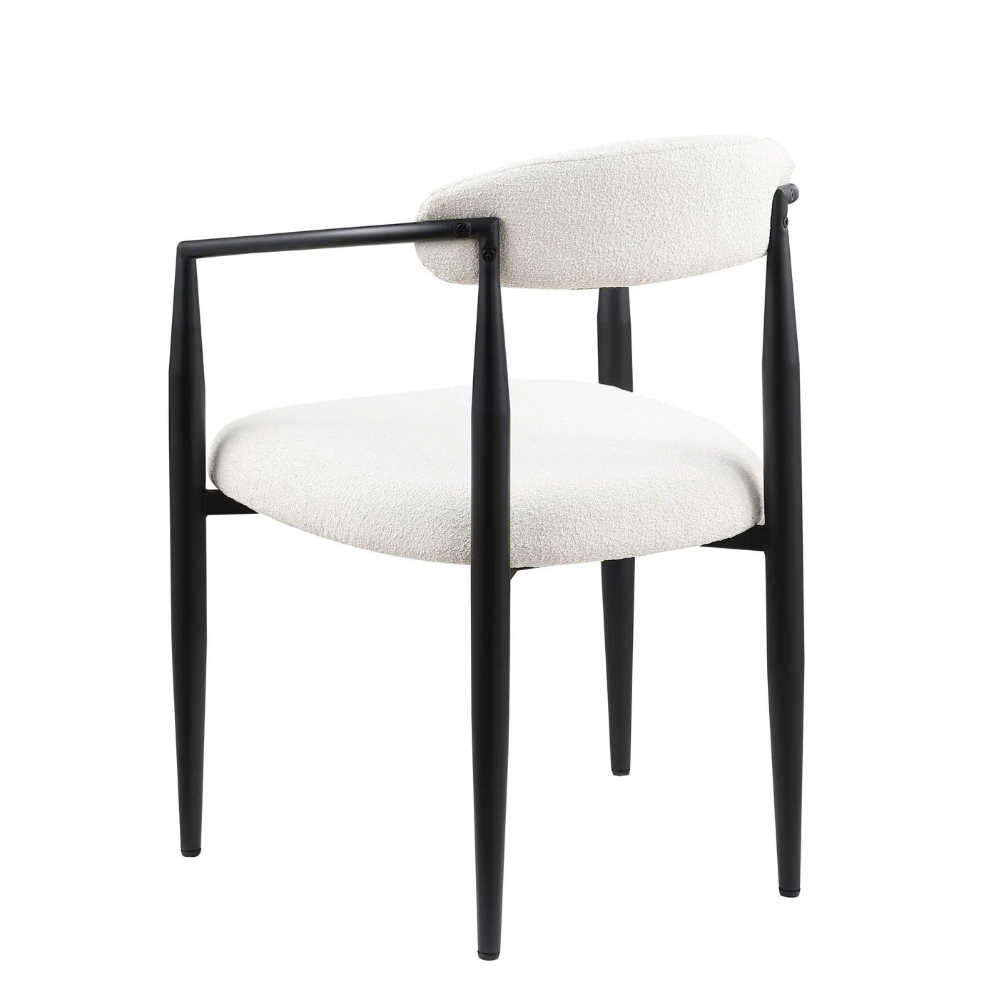 Dining Chairs (Set of 2), Mid-Century Modern Dining Chairs, Kitchen Dining Room Chairs, Round Boucle Backrest Sherpa Dining Chair With Metal Legs by Unique Piece Furniture