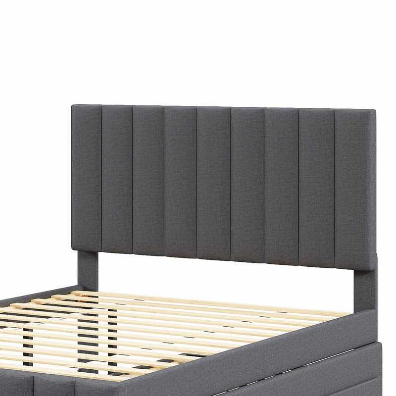 Full Size Upholstered Platform Bed with Twin Size Trundle and 3 Drawers by HouseOfZazla