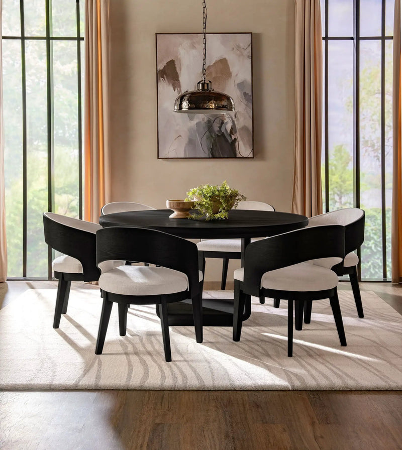 Leandro 7-piece Round Dining Table Set Burnished Black by Unique Piece Furniture