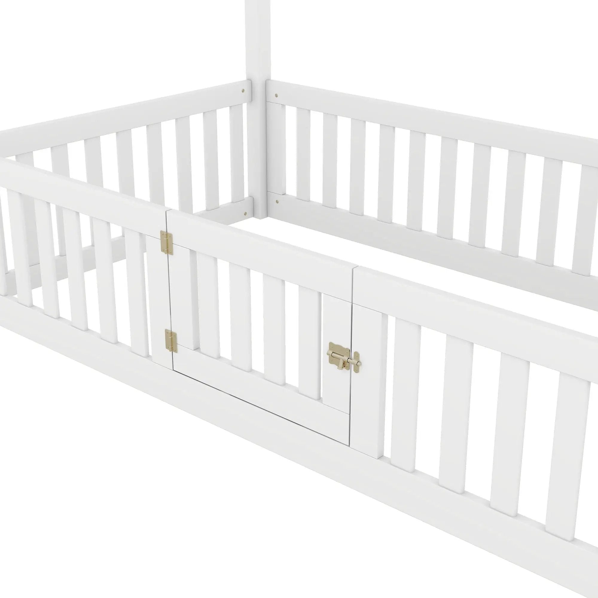 Wood House Bed With Fence And Door by HouseOfZazla