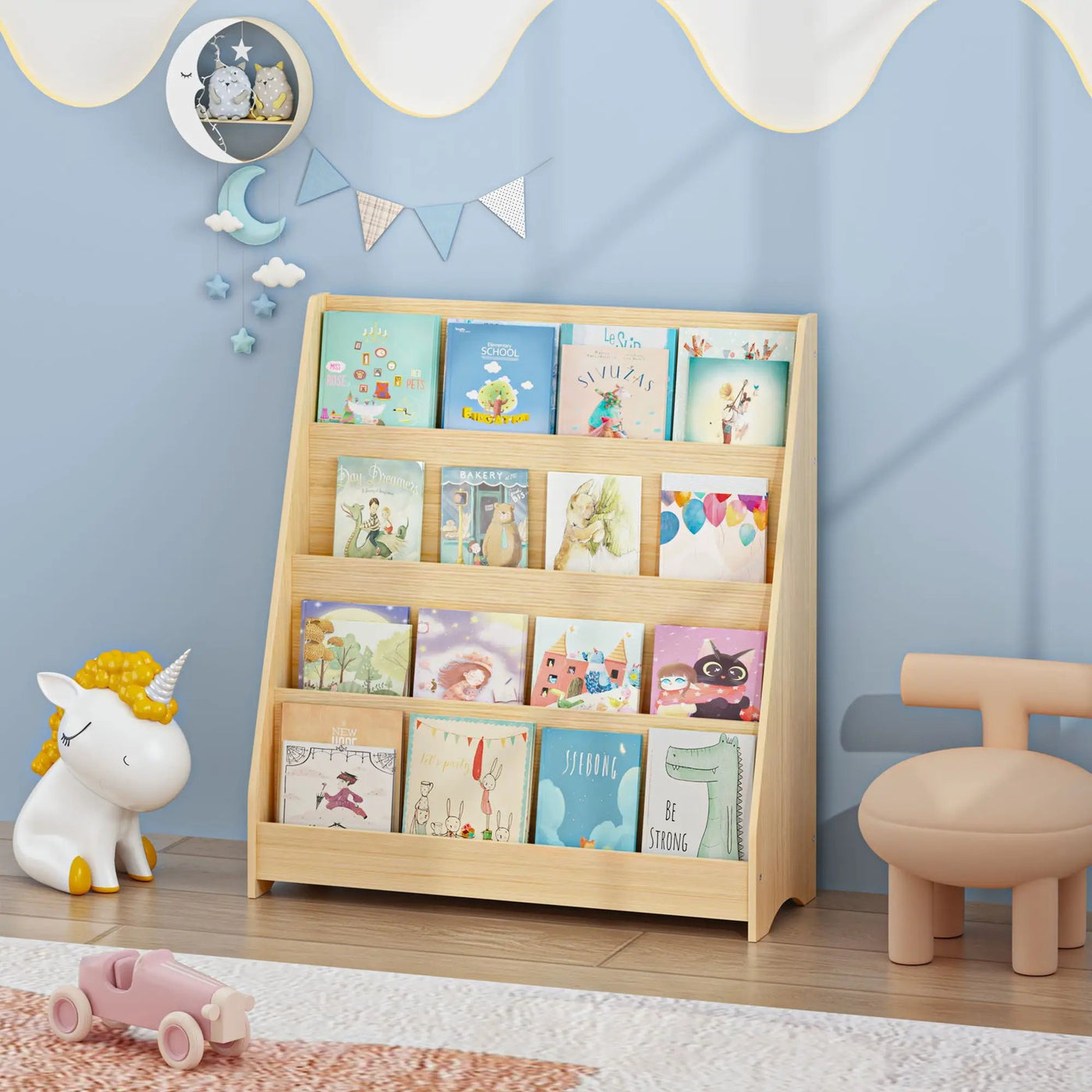 4 Tier Bookshelf, Toddler Book Display Shelves by HouseOfZazla