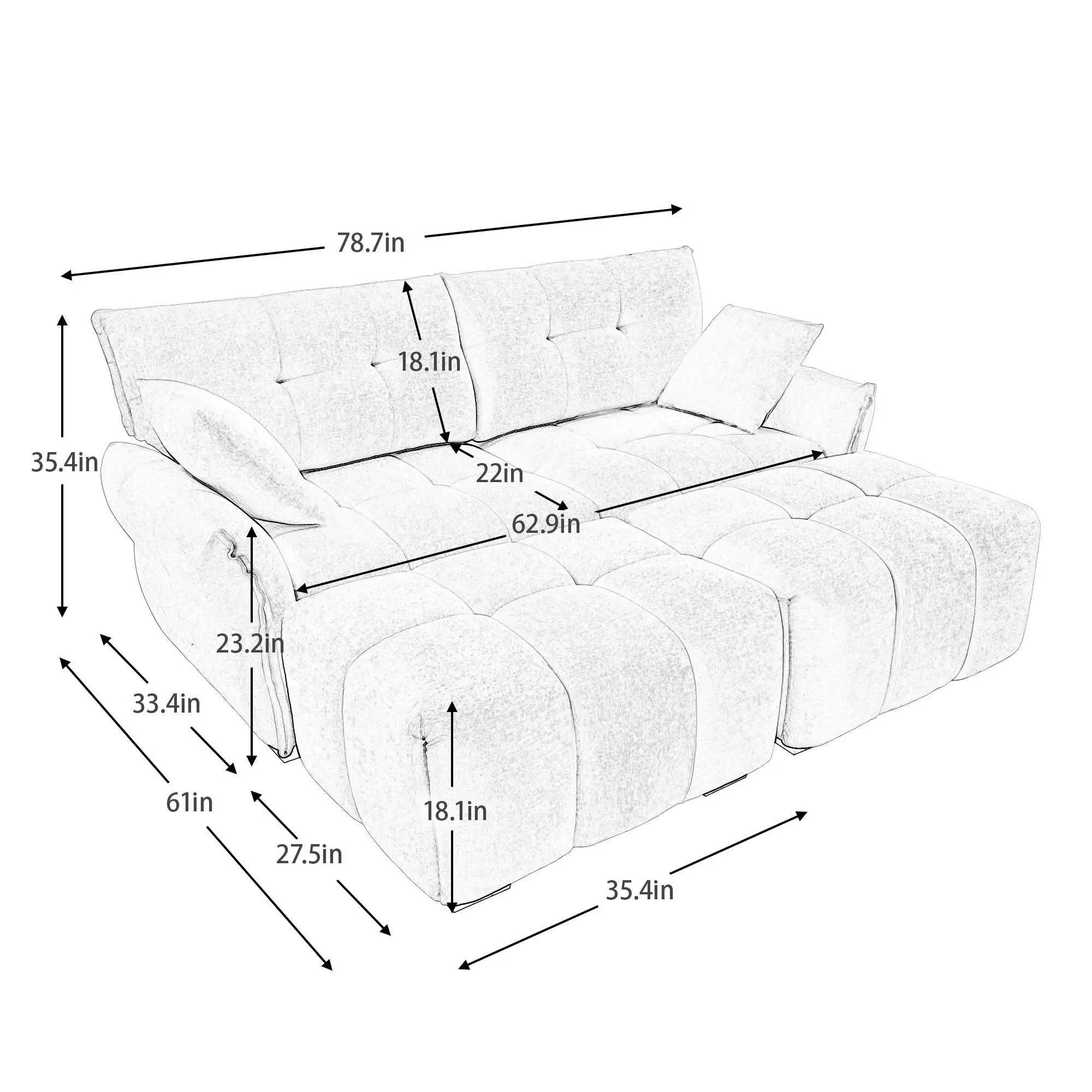 Sofa Set With Ottoman And Pillows, Textured, High Resilience Cushions by Unique Piece Furniture