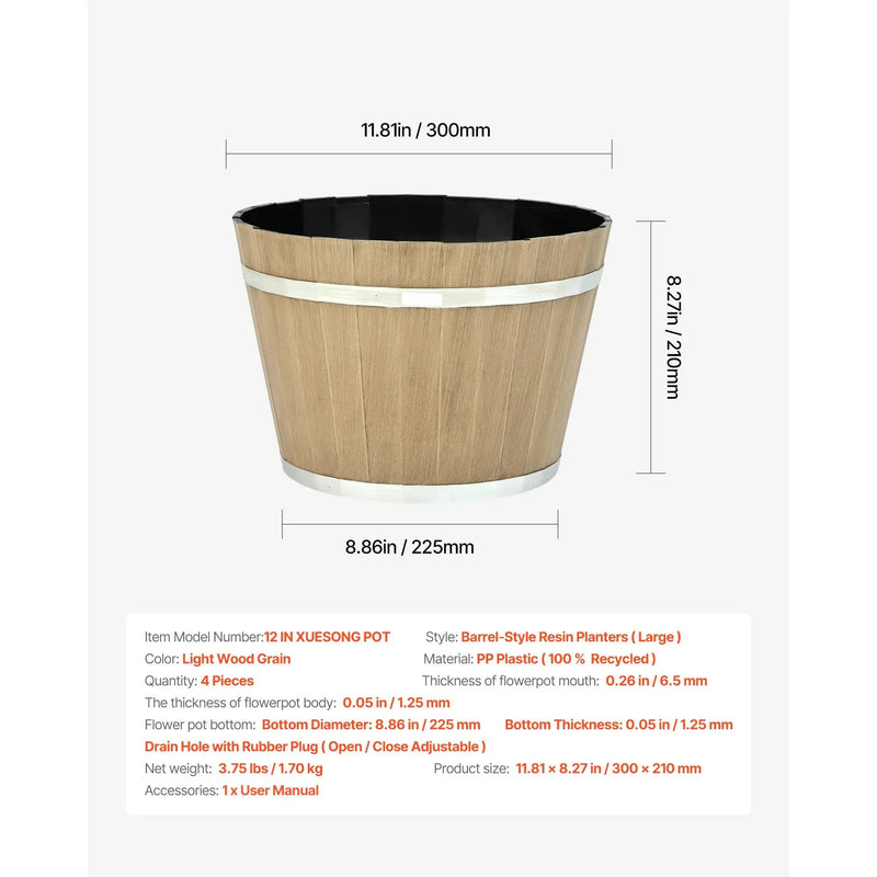 Resin Whiskey Barrel Planter Garden Flower Plant Pot by HouseOfZazla