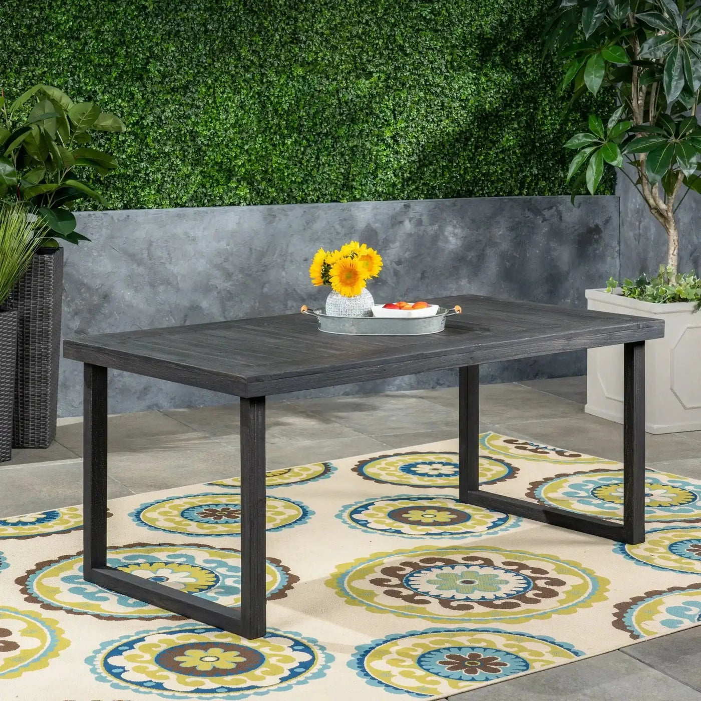 Outdoor Acacia Wood Dining Table, Sandblast Finish by HouseOfZazla