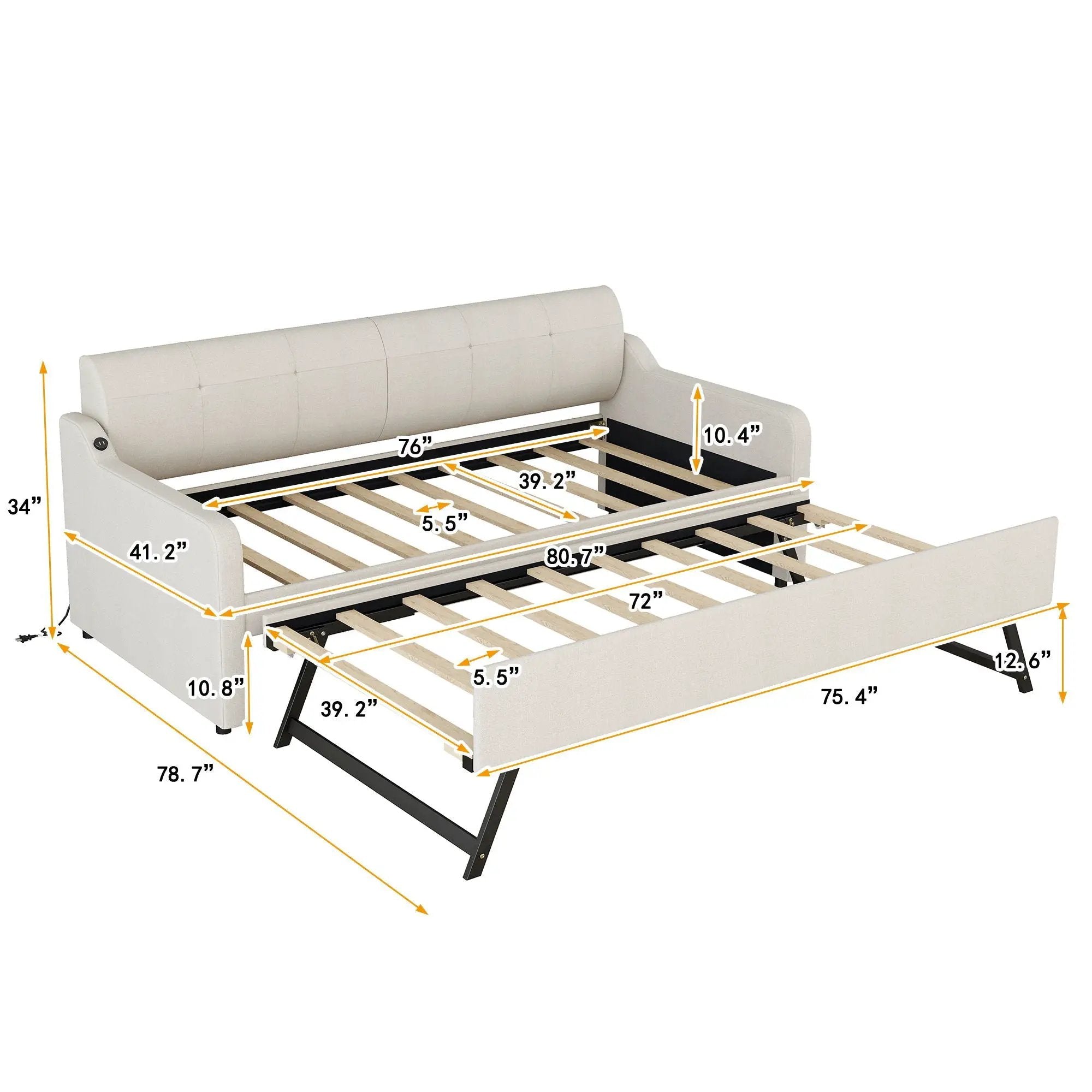 Upholstered Daybed With Trundle And USB Charging by Unique Piece Furniture