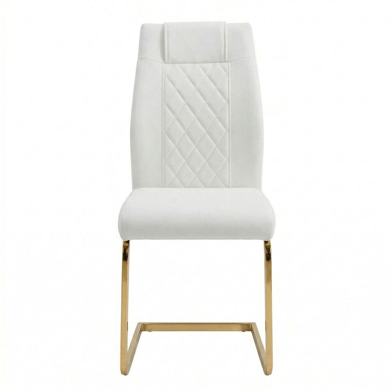 High Back Dining Chairs For Dining & Kitchen Room (Set of 4) - Golden / White by HouseOfZazla