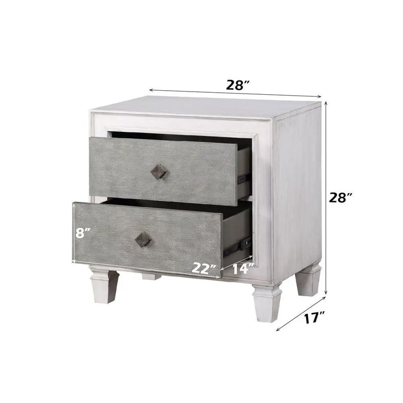 Katia - Nightstand - Rustic Gray & Weathered White by Unique Piece Furniture