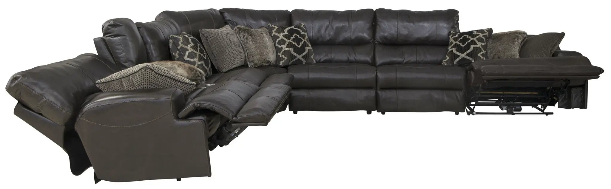 Como - 7 Piece Italian Leather Match Reclining Sectional by Unique Piece Furniture