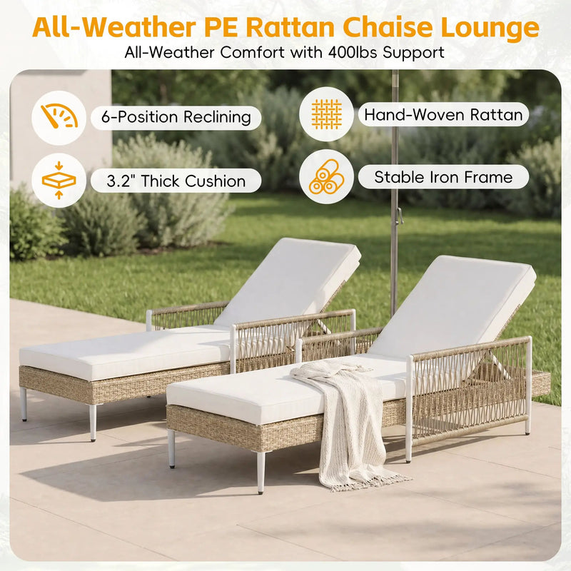 TOPMAX Outdoor All-Weather PE Rattan Chaise Lounge by HouseOfZazla