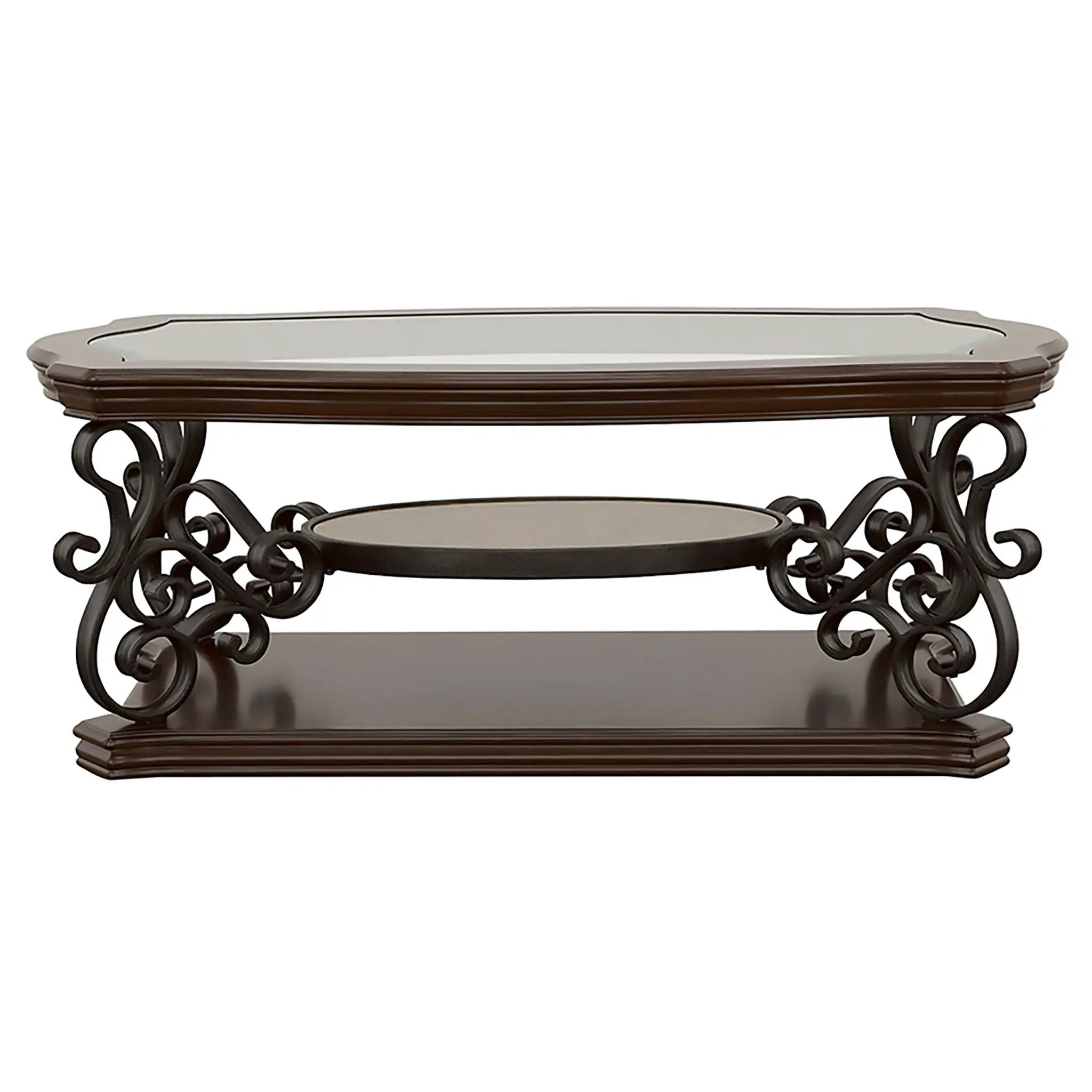 Laney 1-shelf Glass Top Rectangular Coffee Table Deep Merlot by Unique Piece Furniture