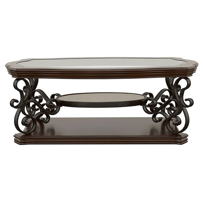 Laney 1-shelf Glass Top Rectangular Coffee Table Deep Merlot by Unique Piece Furniture