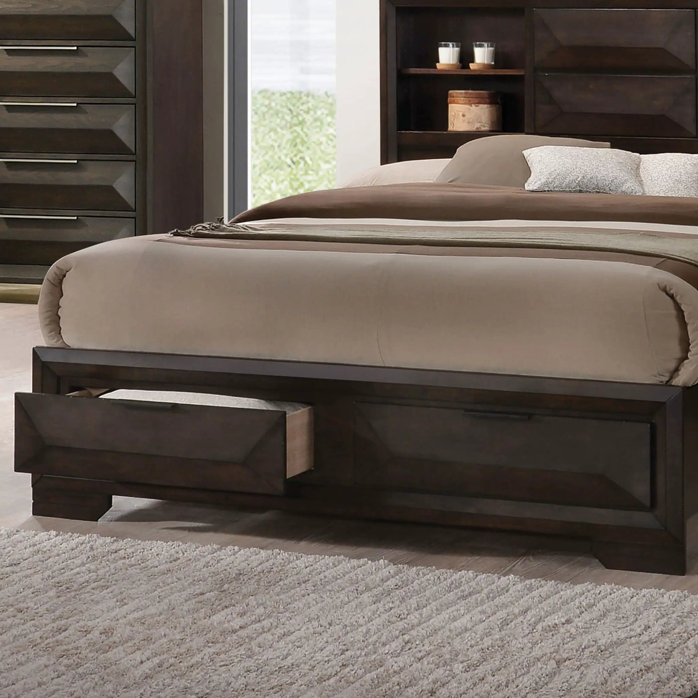 Contemporary Style Bed With Bookcase Headboard And Footboard Storage by HouseOfZazla