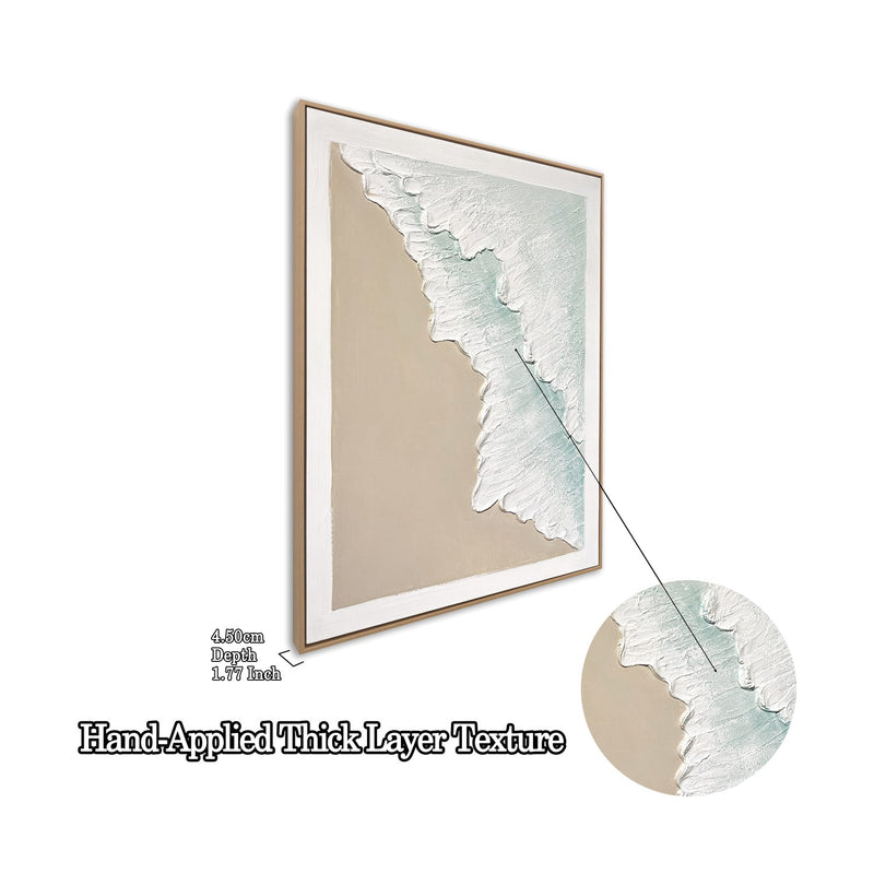 24x32 Framed Ocean Wave Wall Art Set with 3D Plaster Texture - Aqua, photo 10 of 10
