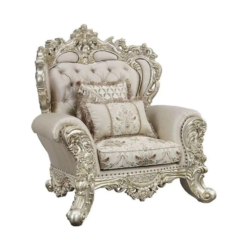 Danae - Chair With 2 Pillows - Fabric, Champagne & Gold by Unique Piece Furniture