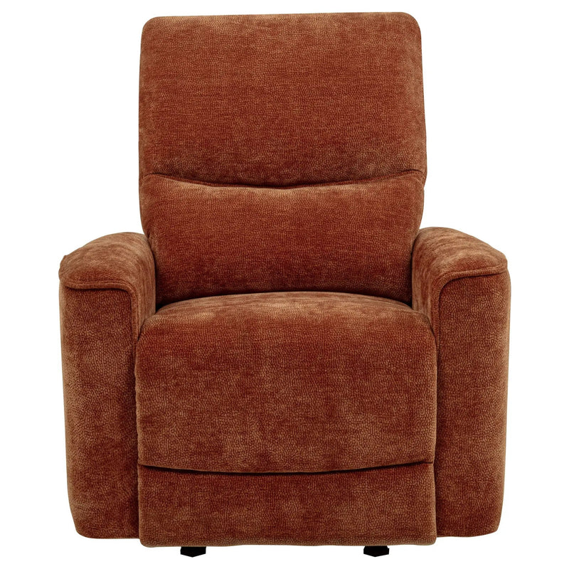 Navarro Chenille Upholstered Glider Recliner Burnt Orange by Unique Piece Furniture