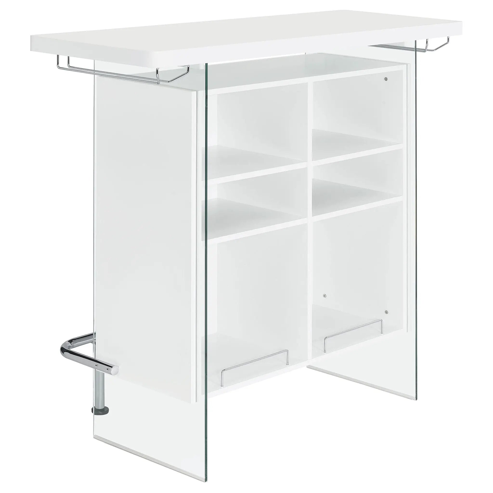 Acosta Freestanding Home Bar Wine Cabinet White High Gloss by Unique Piece Furniture