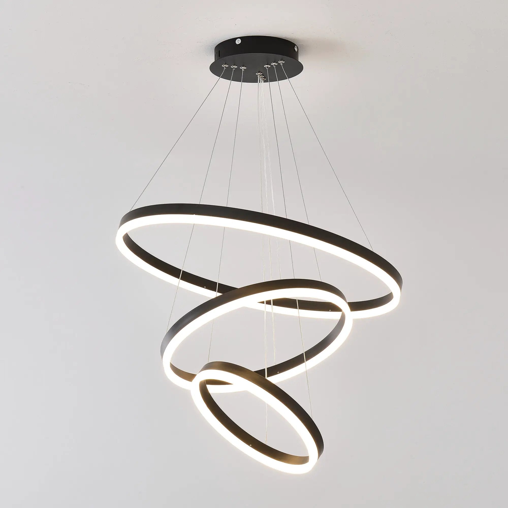 Modern 3 Rings Chandelier with Remote Control by HouseOfZazla