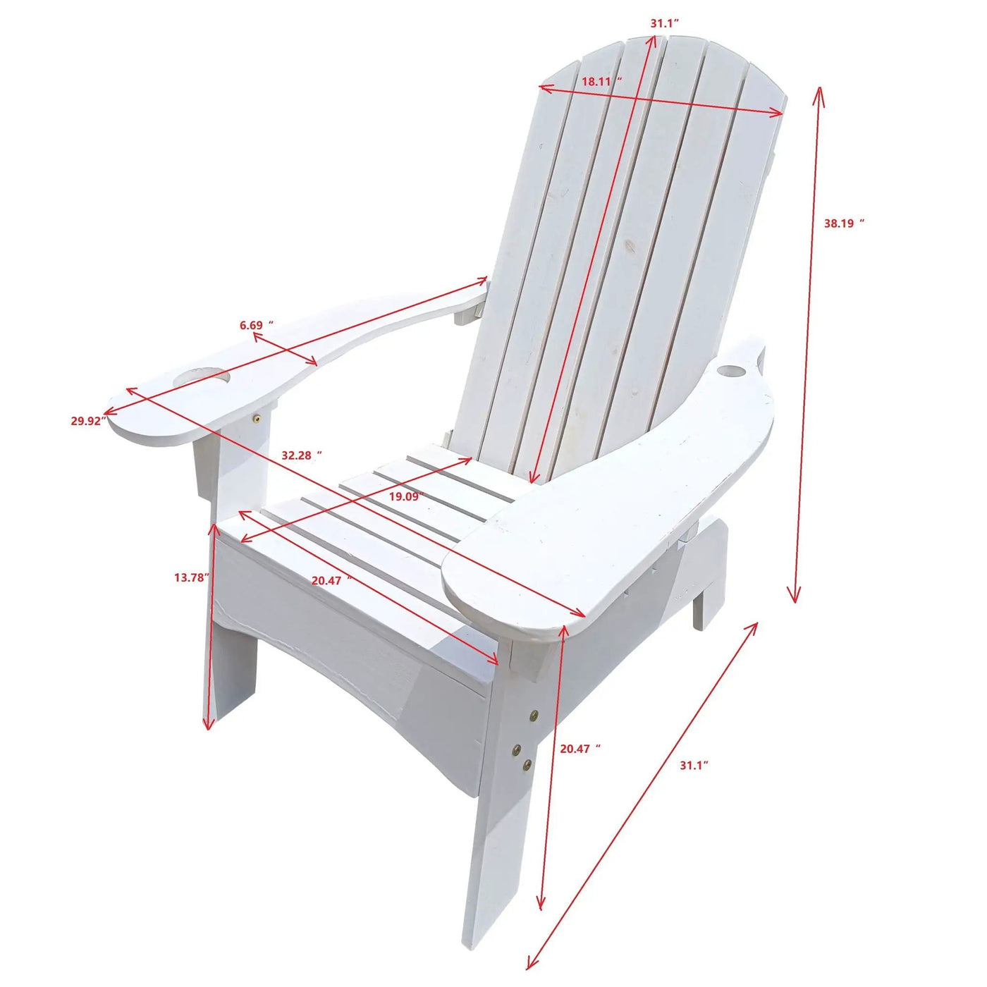 Outdoor Or Indoor Wood Adirondack Chair With An Hole To Hold Umbrella, On The Arm by HouseOfZazla