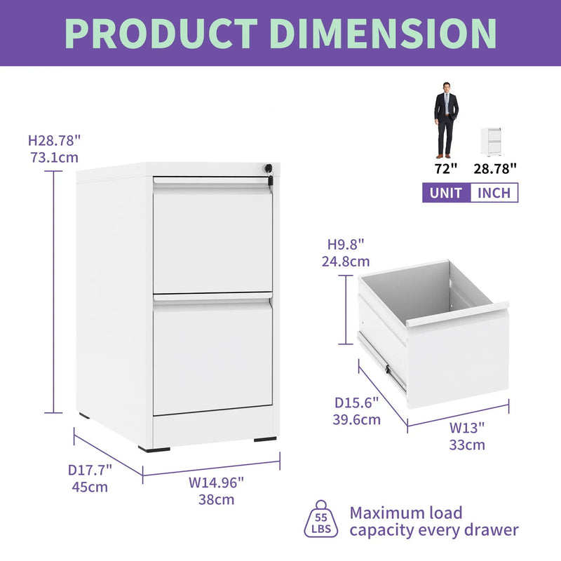 Steel Drawer Vertical File Cabinet With Lock For A4 Legal / Letter Size by Unique Piece Furniture