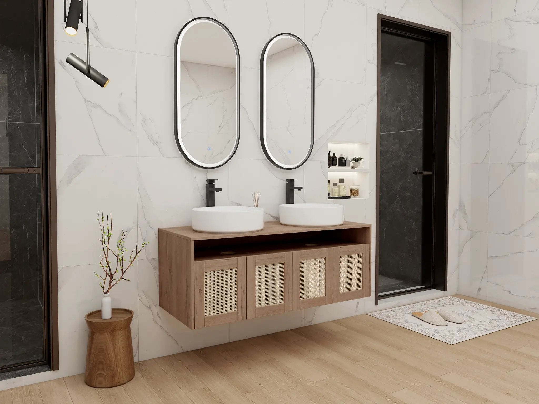 48" Bathroom Vanity with Ceramic Art Sinks by HouseOfZazla