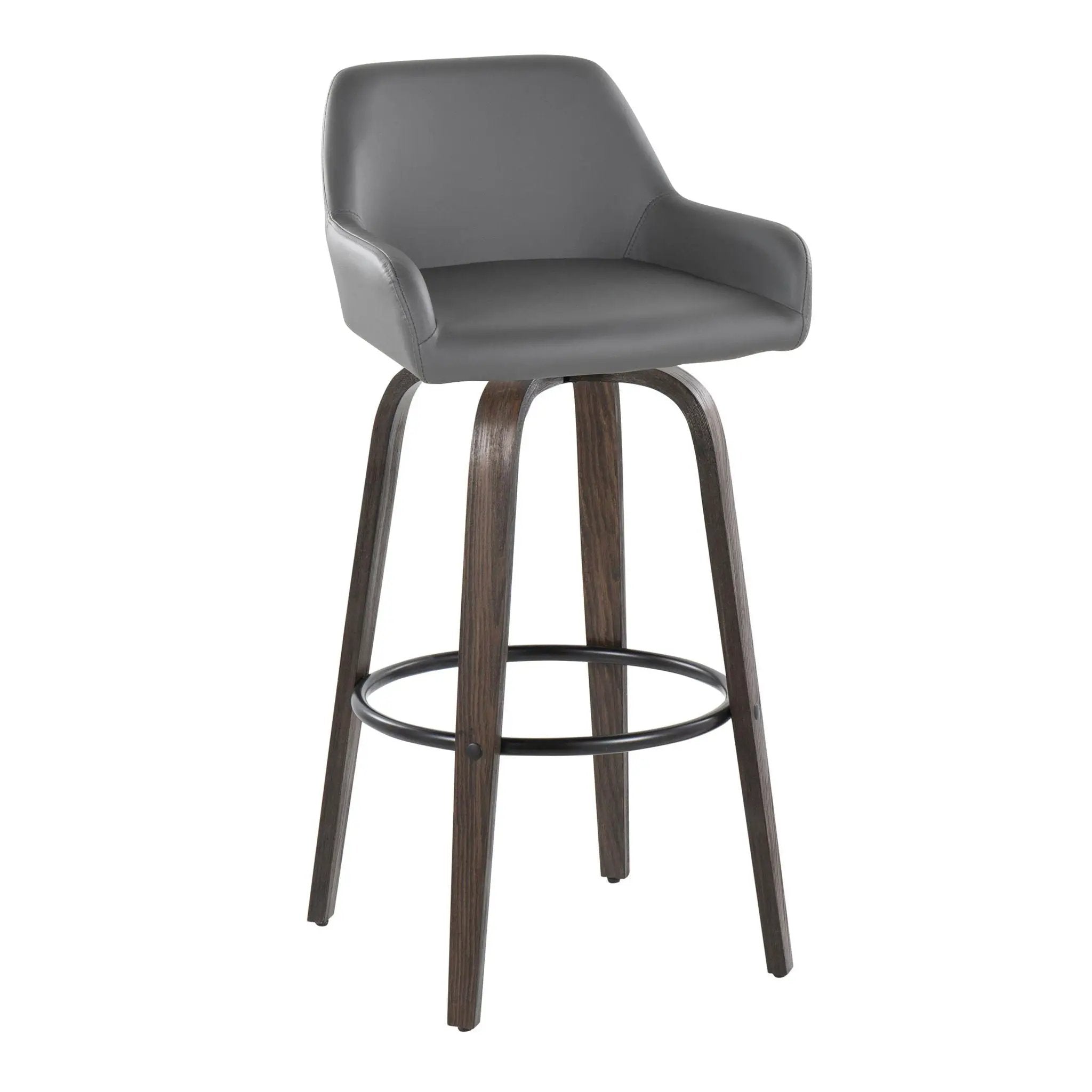 Daniella - Contemporary Fixed Height, Barstool With Swivel With Round Footrest (Set of 2) by Unique Piece Furniture