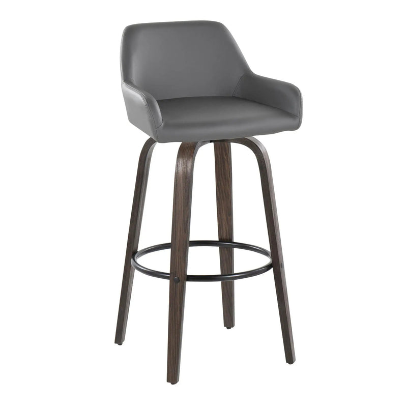 Daniella - Contemporary Fixed Height, Barstool With Swivel With Round Footrest (Set of 2) by HouseOfZazla