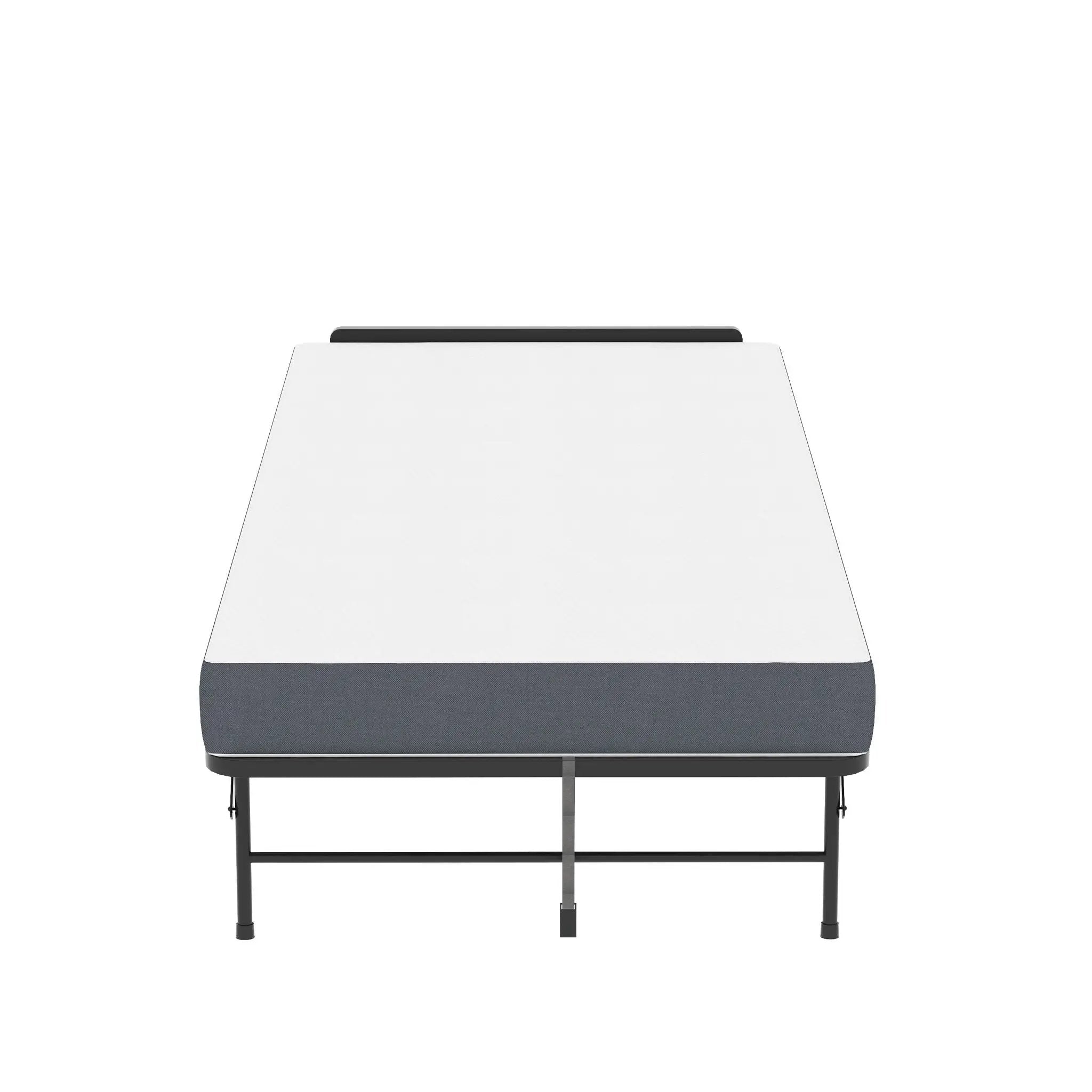Twin Folding Bed With Adjustable Headboard, Memory Foam For Tall People, Heavy-Duty Portable On Wheels, Easy Assembly - Black by HouseOfZazla