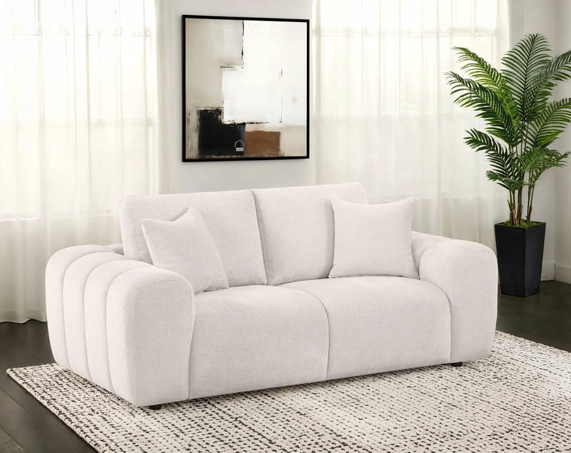 Burnett Chenille Upholstered Wide Arm Loveseat Ivory by Unique Piece Furniture