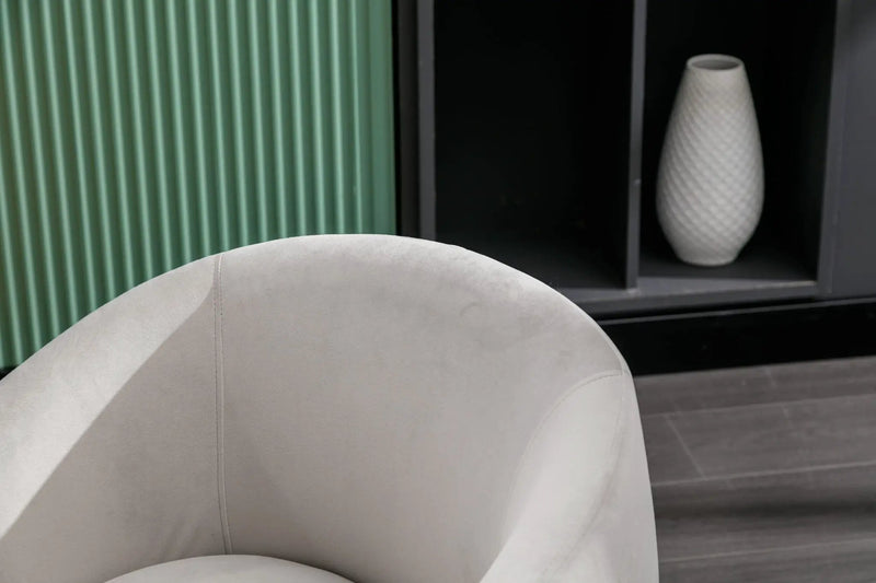 Swivel Accent Armchair Barrel Chair With Powder Coating Metal Ring by HouseOfZazla