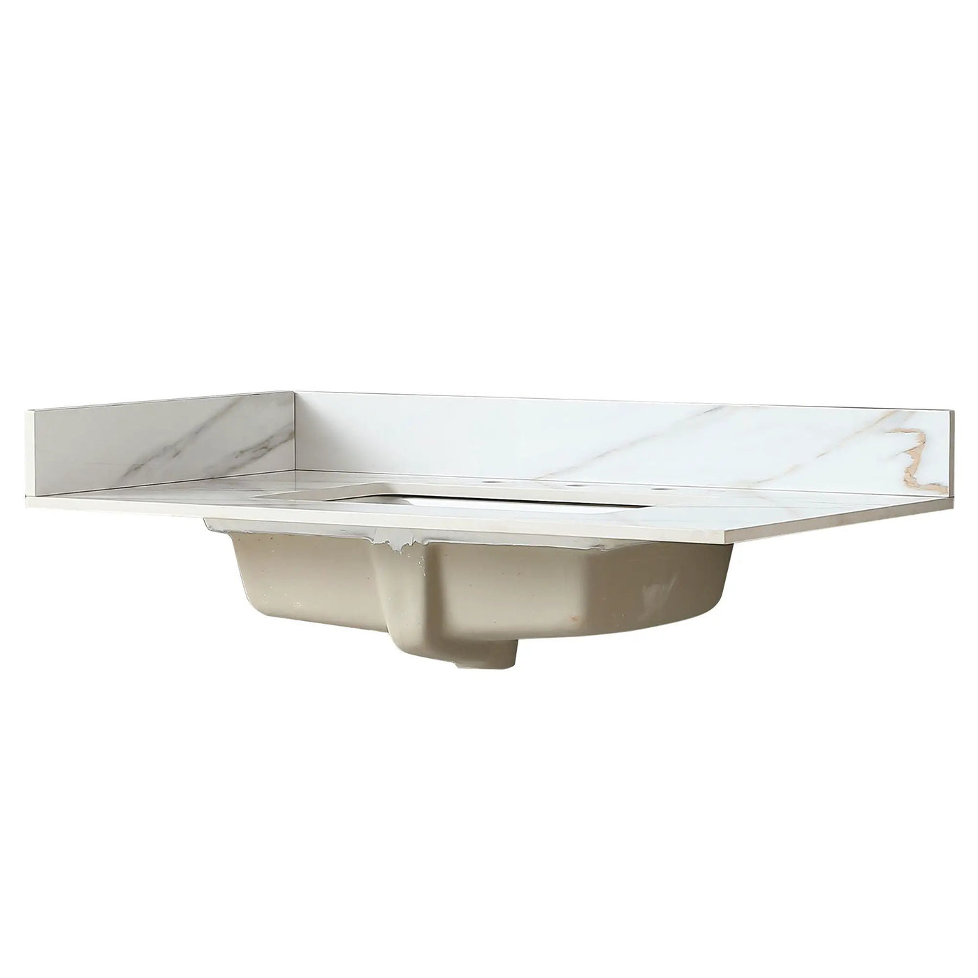 Vanity Top With Undermount Sink And Backsplash, Sintered Stone by HouseOfZazla