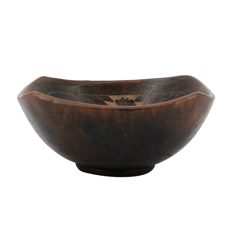 Artisanal Terracotta Decorative Bowl with Hand-Etched Detail - Brown, photo 3 of 9