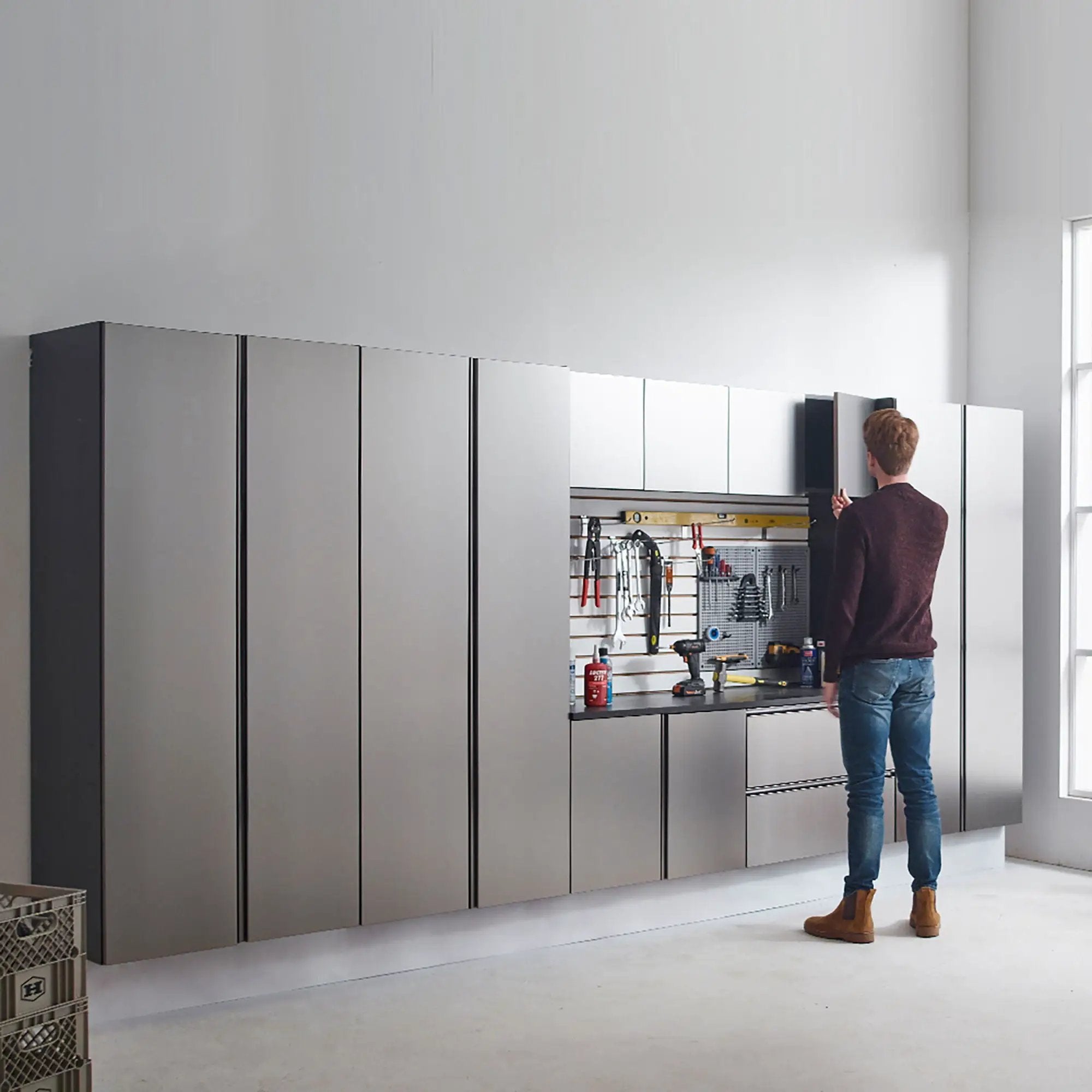 Nova Series - Wall Mounted Utility Storage Garage Cabinet - Dark Gray by HouseOfZazla
