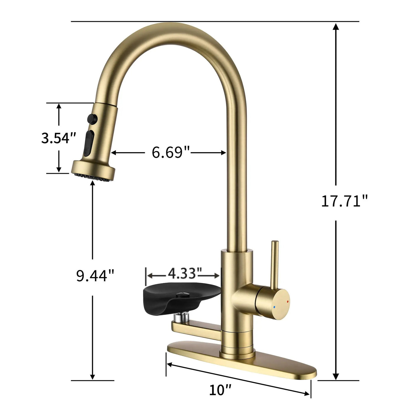 3 In 1 Kitchen Faucet With Press Type Glass Rinser, High Arc Pull Down Sprayer by HouseOfZazla