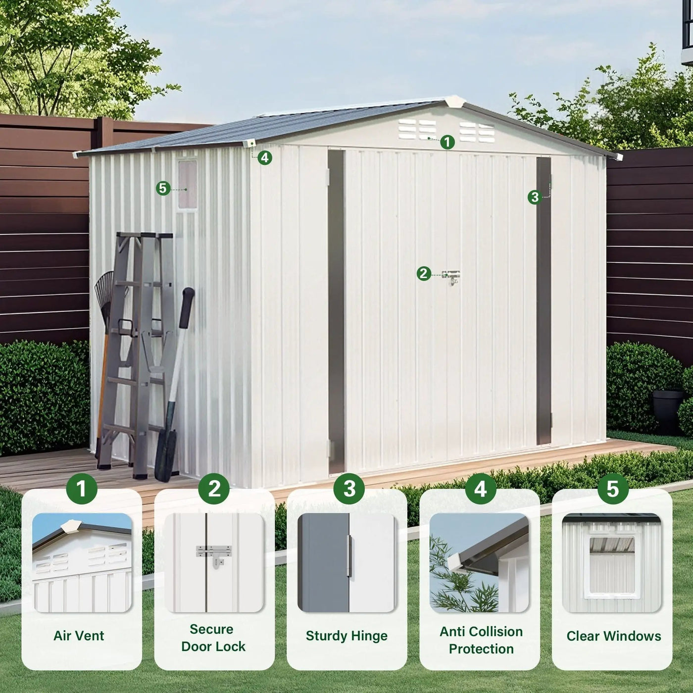 Garden Tool Shed Metal Storage Shed With Peaked Roof Waterproof Lockable Door by HouseOfZazla
