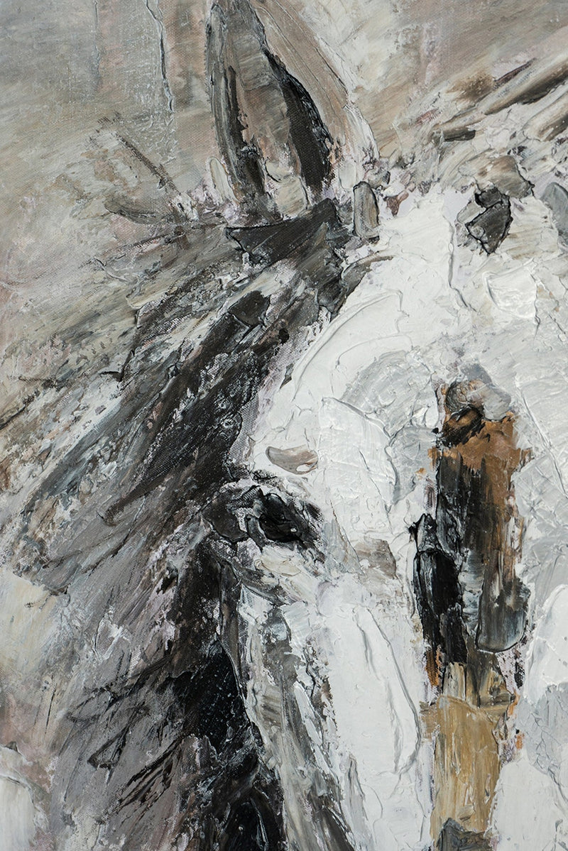 35.4x47.2x1.2" Hand-Painted White Horse Artwork by HouseOfZazla