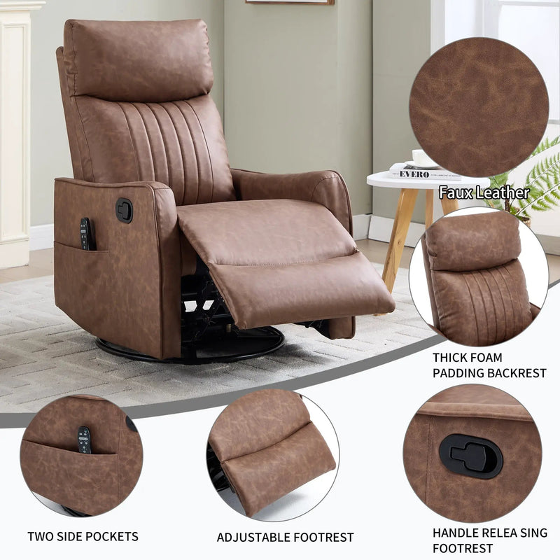 Brown Heat Massage Manual Recliner Chair by HouseOfZazla