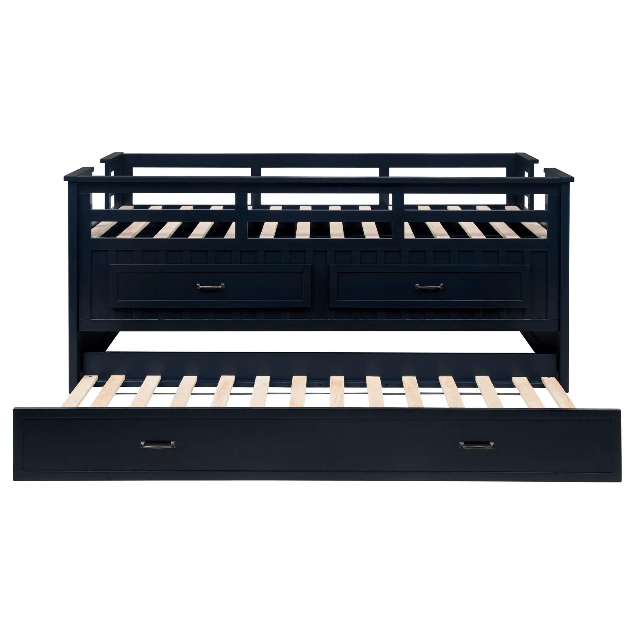 Carlsbad Wood Twin Captains Bed With Trundle Navy Blue by Unique Piece Furniture
