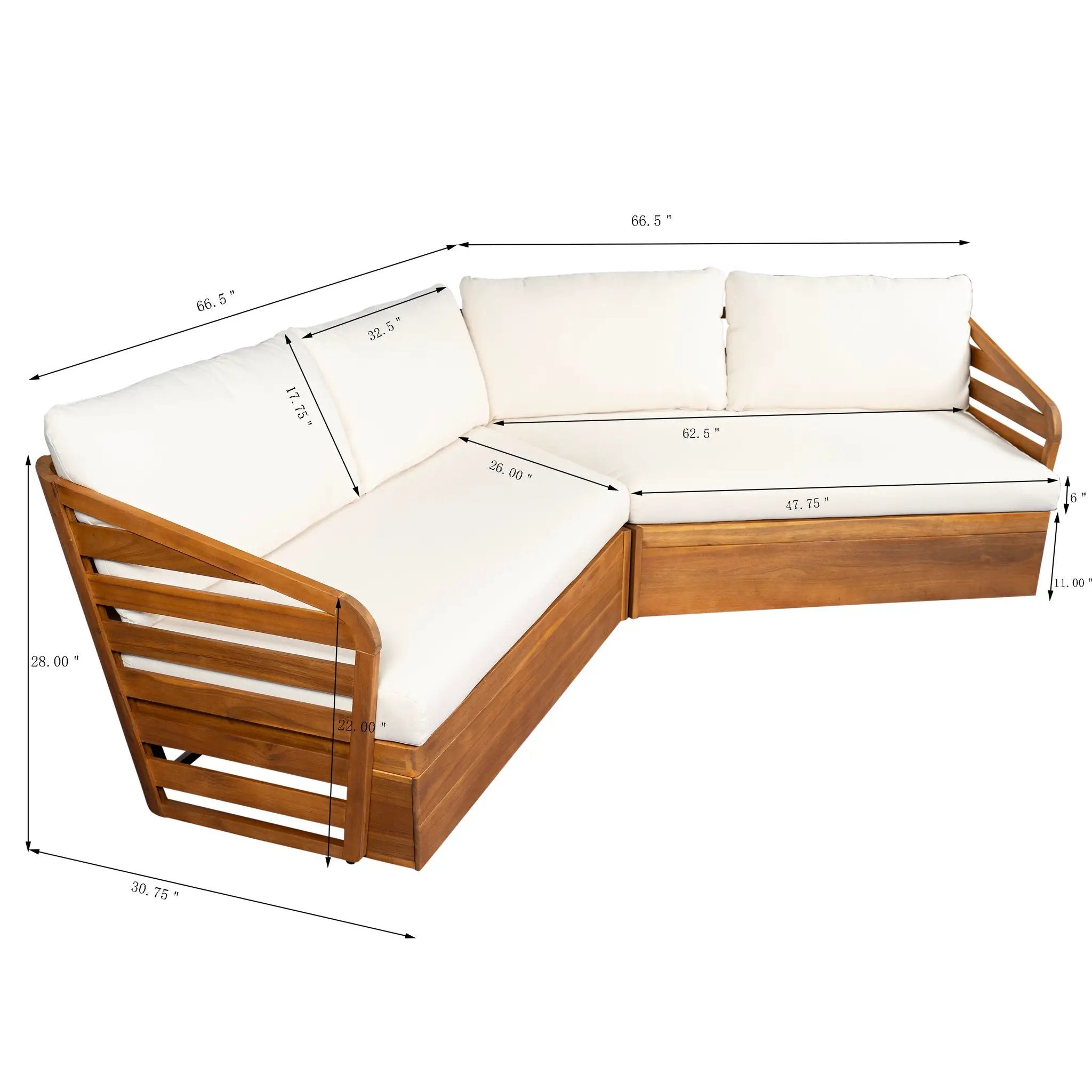 Royal Acacia Patio V Sofa Sectional Set, Beige by HouseOfZazla