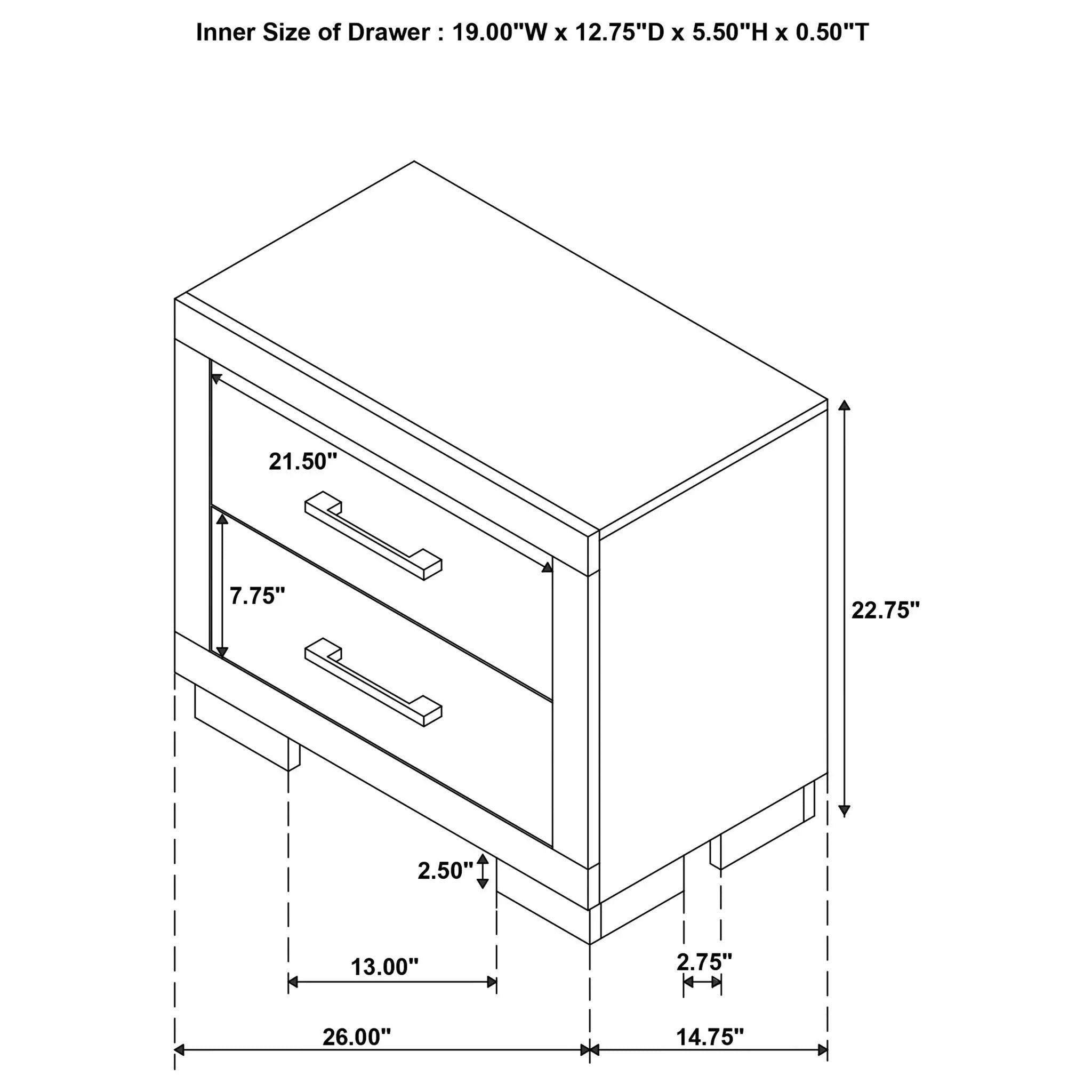 Copper - 2 Drawer Rectangular Nightstand by HouseOfZazla