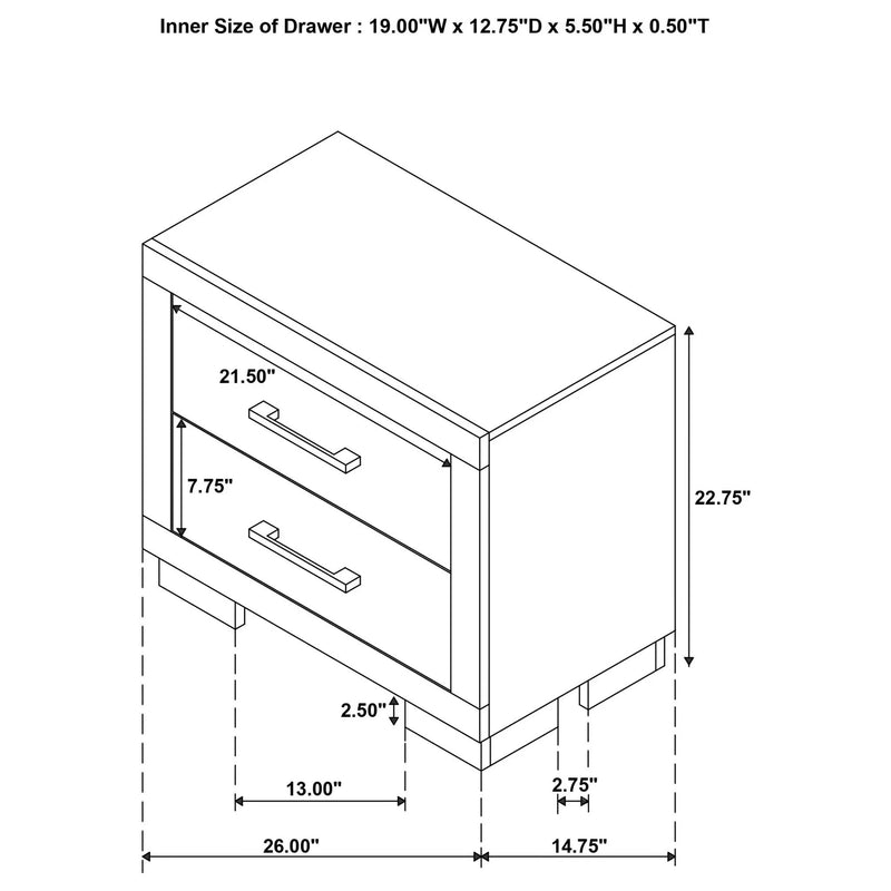 Copper - 2 Drawer Rectangular Nightstand by HouseOfZazla