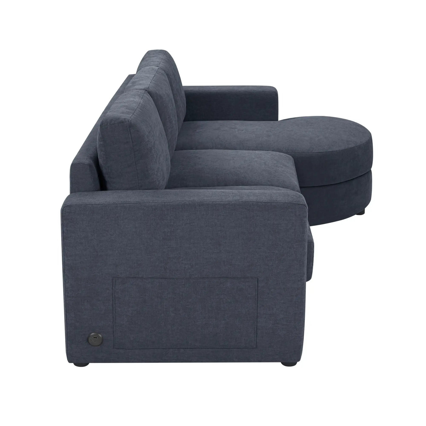 Modern L-Shaped Sectional Sofa With Curved Chaise, USB Ports, And Side Storage Pockets by HouseOfZazla