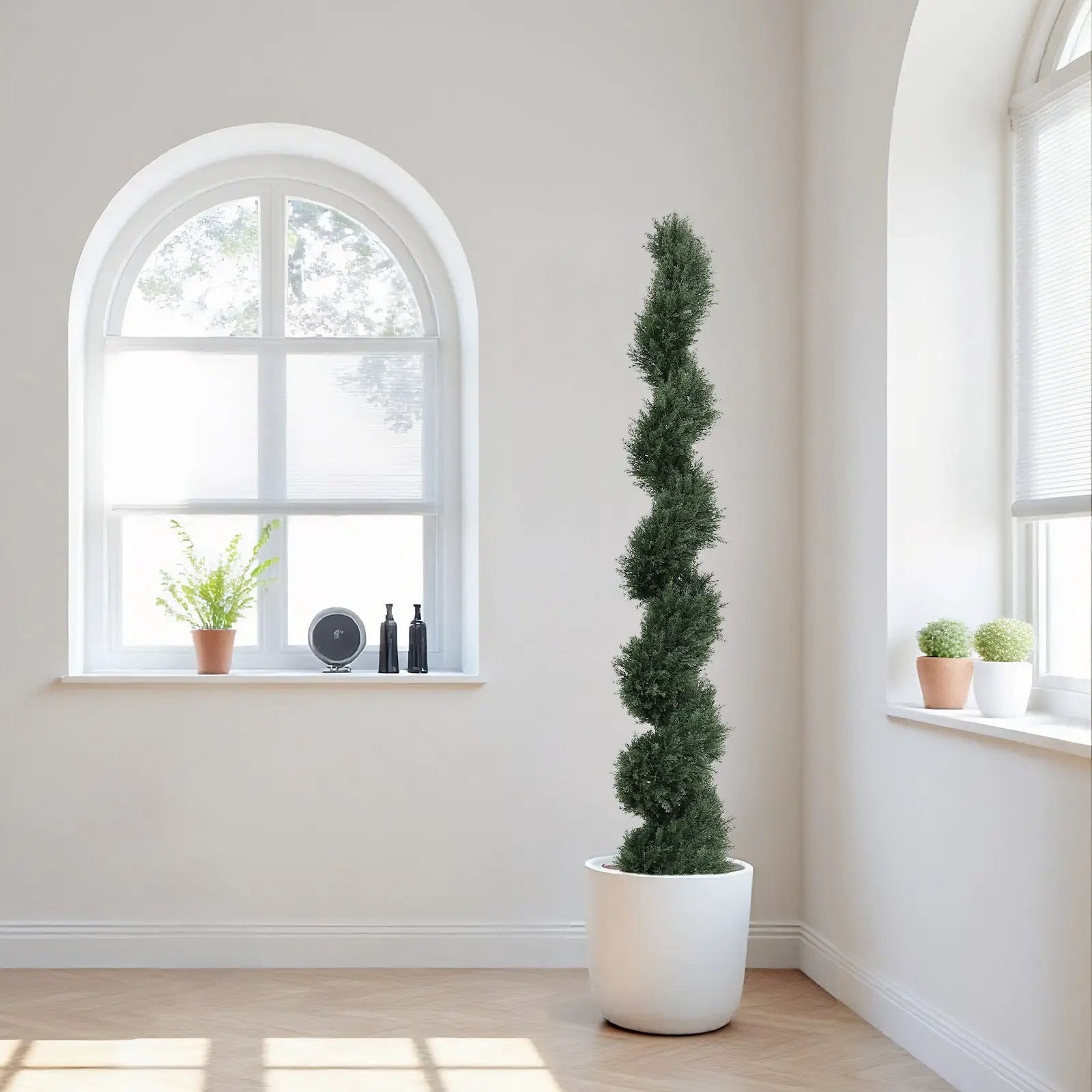 6ft Spiral-Shaped Potted Cedar Tree - 2pcs Artificial Evergreen Set by HouseOfZazla