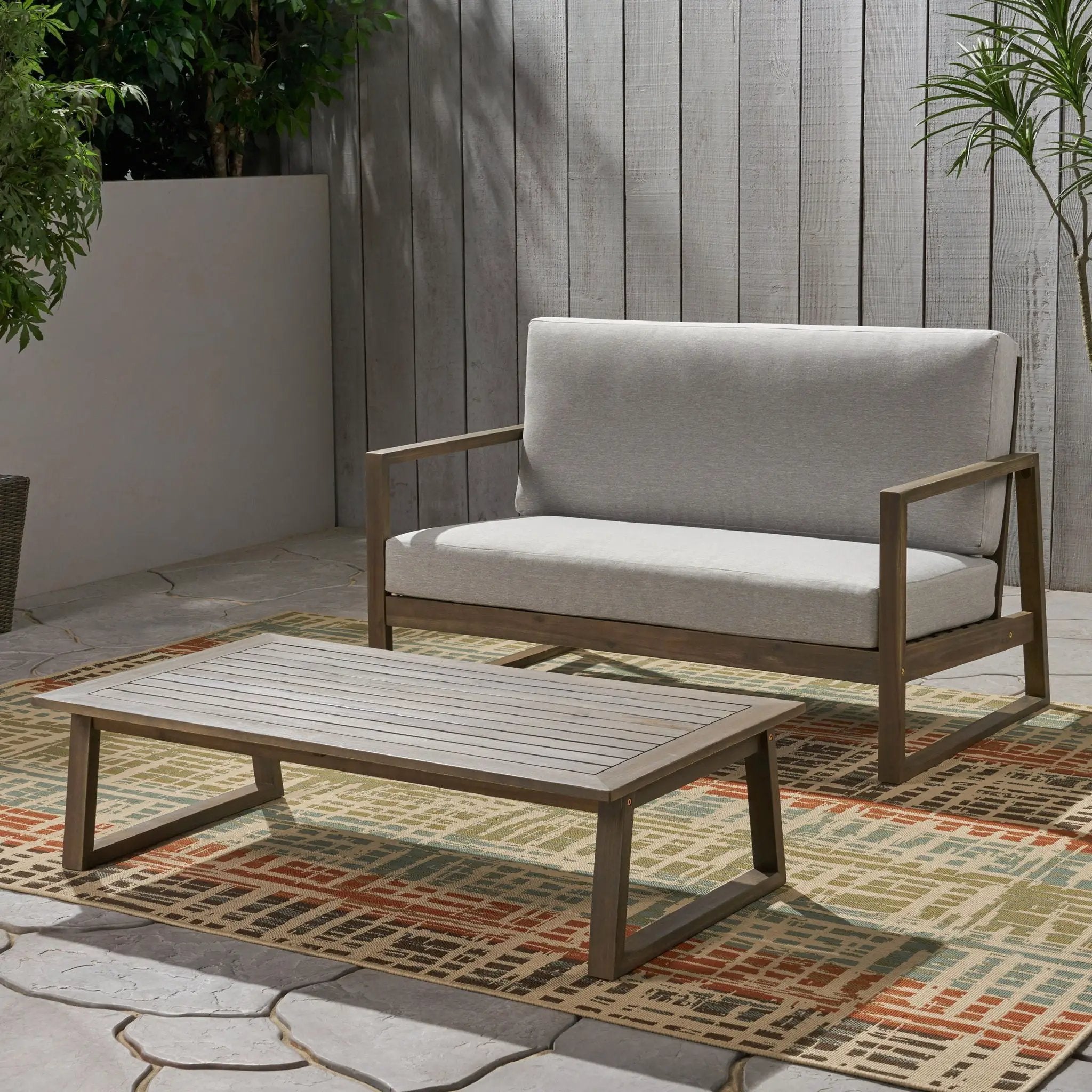 Belgian Loveseat & Coffee Table Set With Water Resistant Cushions by HouseOfZazla