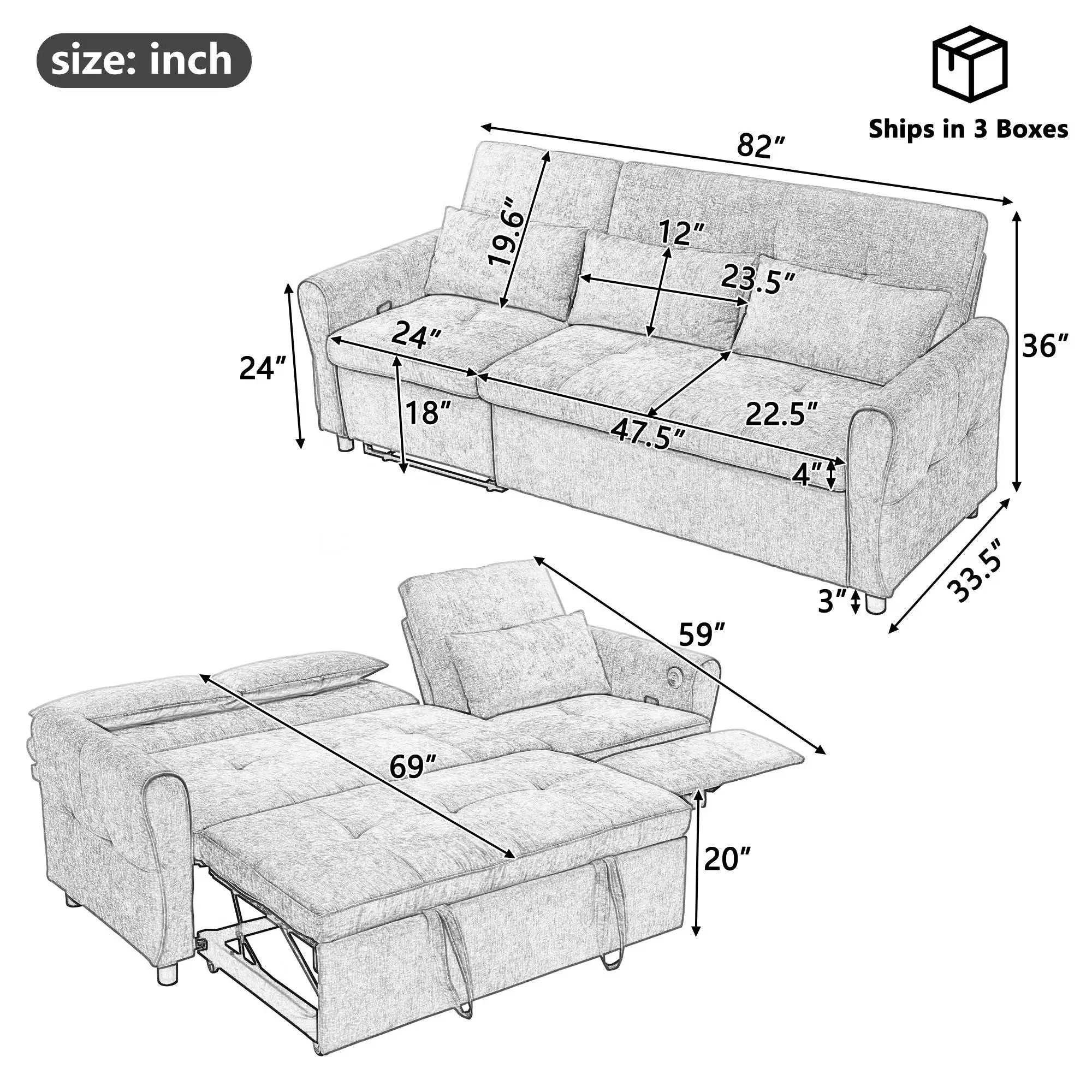 3 Seater Sofa Bed And Reversible Recliner by Unique Piece Furniture